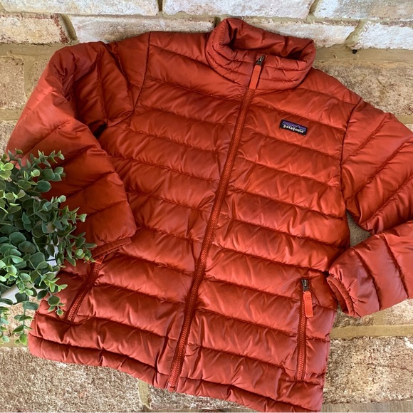 Patagonia | Rust Orange Down Puffer Jacket | Boy’s 10 - Picture 2 of 16